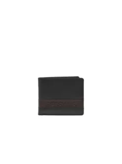 Portefeuille noir uni avec multiples rangements et nom iconique