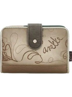 Portefeuille beige orné du logo de la marque avec de multiples rangements
