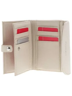 Portefeuille beige uni effet grainé avec plusieurs compartiments