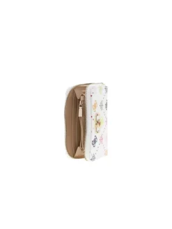 Portefeuille blanc pourvu d'une fermeture zippée et du logo de la marque