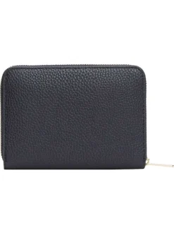Portefeuille marine aspect grainé pourvu d'une fermeture zippée