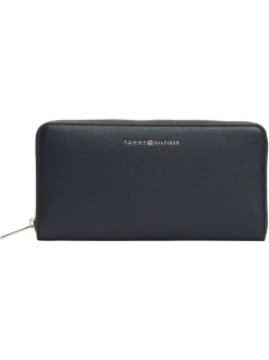Portefeuille marine aspect grainé pourvu d'une fermeture zippée