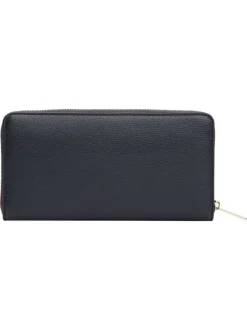 Portefeuille marine aspect grainé pourvu d'une fermeture zippée