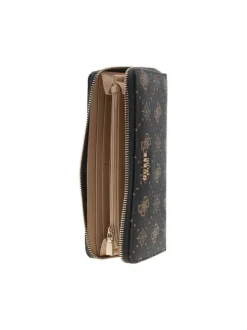 Portefeuille marron à motif monogramme et une fermeture zippée