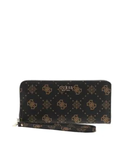 Portefeuille marron à motif monogramme et une fermeture zippée