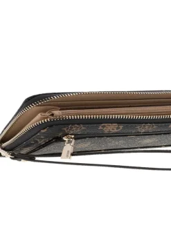 Portefeuille marron à motif monogramme et une fermeture zippée