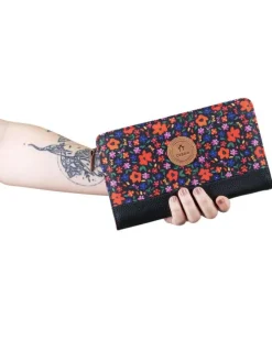 Portefeuille multicolore à motif floral pourvu de multiples rangements