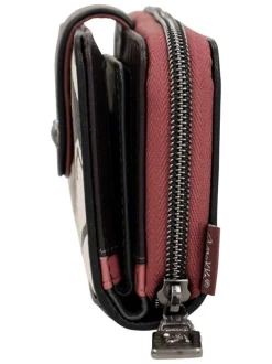 Portefeuille multicolore pourvu de motifs exclusifs et d'une fermeture zippée