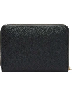 Portefeuille noir aspect grainé pourvu d'une fermeture zippée