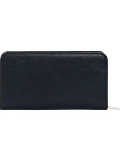 Portefeuille noir avec des motifs floraux et une fermeture à zip