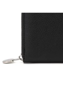Portefeuille noir effet grainé à fermeture zippée