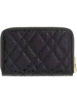 Portefeuille noir monogramme de la marque avec une fermeture dorée zippée