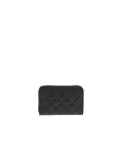 Portefeuille noir monogrammes et nom de la marque embossé métallique