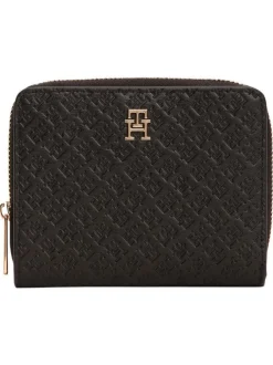 Portefeuille noir pourvu d'une fermeture zippée et du logo de la marque