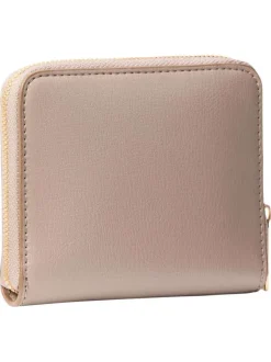 Portefeuille noir uni avec fermeture à zip et revêtement en grains