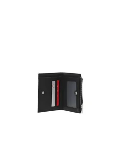 Portefeuille noir uni en simili-cuir avec deux compartiments
