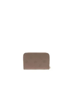 Portefeuille taupe avec monogrammes embossés et logo métallique