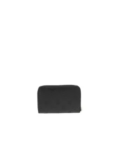 Porte-monnaienoir avec motif monogrammes embossé et fermeture par zip