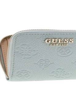 Porte-monnaie vert d'eau à fermeture zippée orné d'un motif monogramme