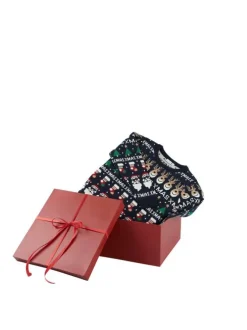 Pull marine avec un imprimé noël une coupe droite et un col rond