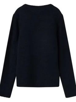 Pull marine imprimé bonhomme de neige avec coupe droite et col rond
