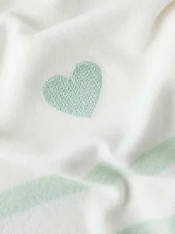 Pull vert d'eau rayé avec une coupe droite à col rond et des manches longues