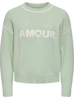 Pull vert d'eau uni pourvu de manches longues et d'une coupe droite