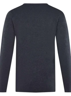 Pull anthracite chiné 100% coton coupe régular avec un col v