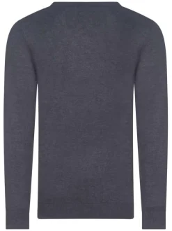 Pull anthracite uni coupe régular avec un col rond