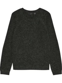 Pull anthracite uni incrusté de fils lurex avec un col rond