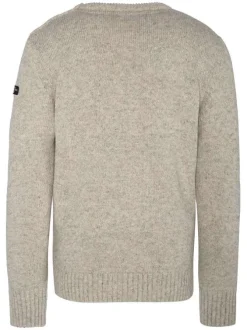 Pull beige uni coupe régular avec un col rond