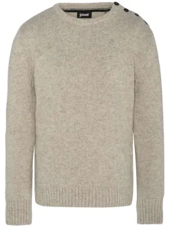Pull beige uni coupe régular avec un col rond