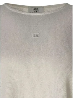 Pull beige uni pourvu d'une coupe ample et de manches courtes