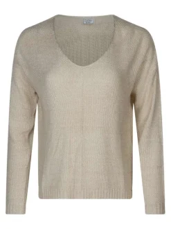 Pull beige uni pourvu d'une coupe droite et des manches longues