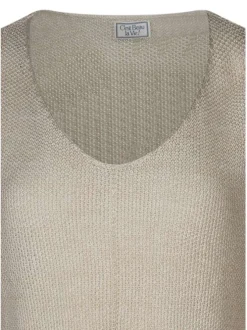 Pull beige uni pourvu d'une coupe droite et des manches longues