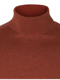 Pull Berg Roll Neck brique uni en coton avec une coupe droite et un col roulé