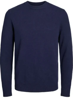 Pull bleu chiné Lambswool Knit Crew Neck Ln en laine mélangée et col rond