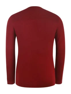 Pull bordeaux uni à coupe droite col rond et à manches longues
