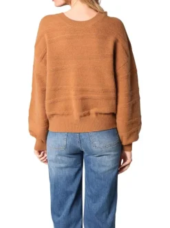 Pull camel uni tricoté avec motif en relief et manches longues