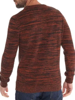 Pull chocolat et orange chiné à manches longues en mailles resserées