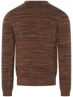 Pull chocolat et orange chiné à manches longues en mailles resserées