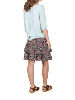 Pull ciel uni coupe droite avec un col v large