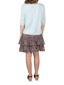 Pull ciel uni coupe droite avec un col v large