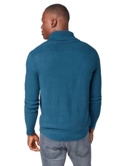 Pull col châle homme bleu