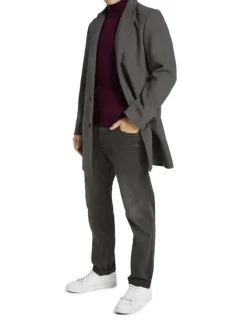 Pull col roulé homme droit uni rouge