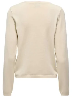 Pull écru uni avec une coupe droite et des manches longues