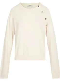 Pull écru uni avec une coupe droite et des manches longues