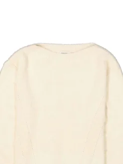 Pull écru uni col rond et à manches longues