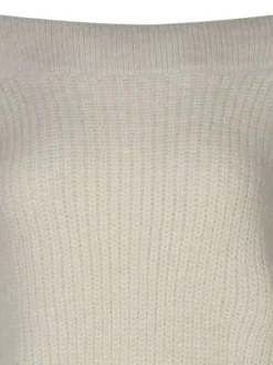 Pull écru uni à coupe droite avec un col bateau et des manches longues