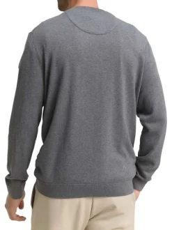 Pull en coton anthracite uni avec un col rond et des manches longues